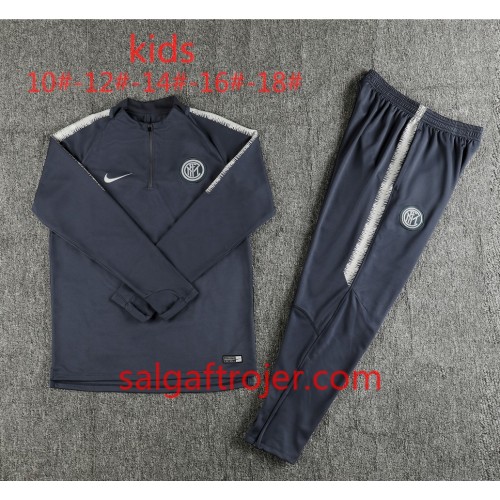 Inter Milan Børn Sweatshirt Dragt Mørk Grå 2018-2019 Inter Milan Børn Sweatshirt Dragt Mørk Grå 2018-2019